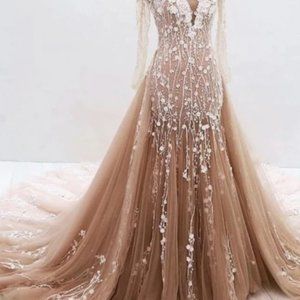 Engerla Gown for Evening or Wedding! Plus size 22 with Train! GORGEOUS!!!